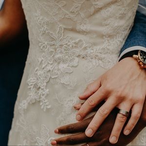 Strapless lace wedding dress